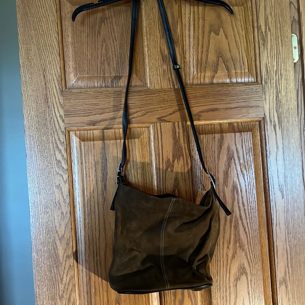 Olive green suede hobo purse